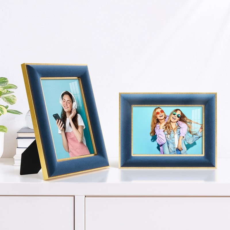 KSROECUD 5x7 Velvet Picture Frame, Navy Blue Photo Frames with