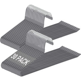 devesanter Trouser Hanger 30 pack Open-Ended Metal Pants Hangers Anti-Rust Chrome Durable Metal Pants Hangers Non-Slip Coating Space Saving Easy Use Coat Hangers for Pants,Jeans, Slacks(grey)