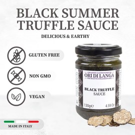 Black Truffle Sauce - Gourmet Truffle Pasta Sauce Made with Mushrooms & Black Truffles Foraged in Italy, All Natural Italian Food Products from Italy, Non-GMO - Ori di Langa - 4.59 oz