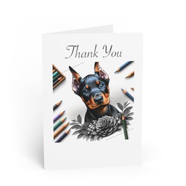 DistinctInk Greeting Card/Note Card -Doberman Pinscher Puppy Colored Pencil Drawing Birthday - PACK of 1