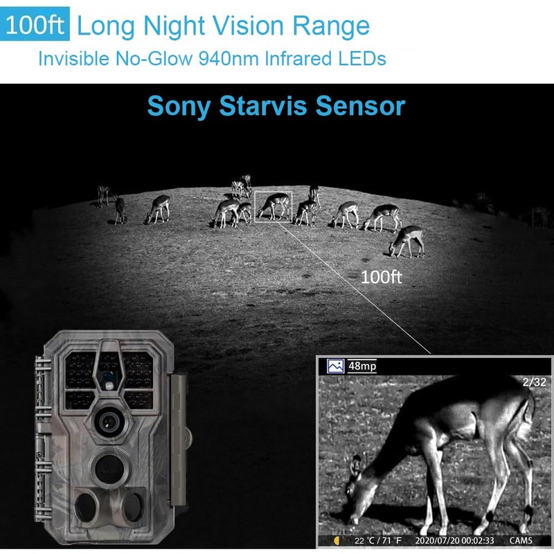 GardePro A5 Wildlife Camera, 64MP 1296p H.264 Video Trail Camera,