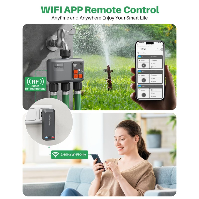 johgee Irrigation Computer WLAN 3 Outputs with 300 m RF