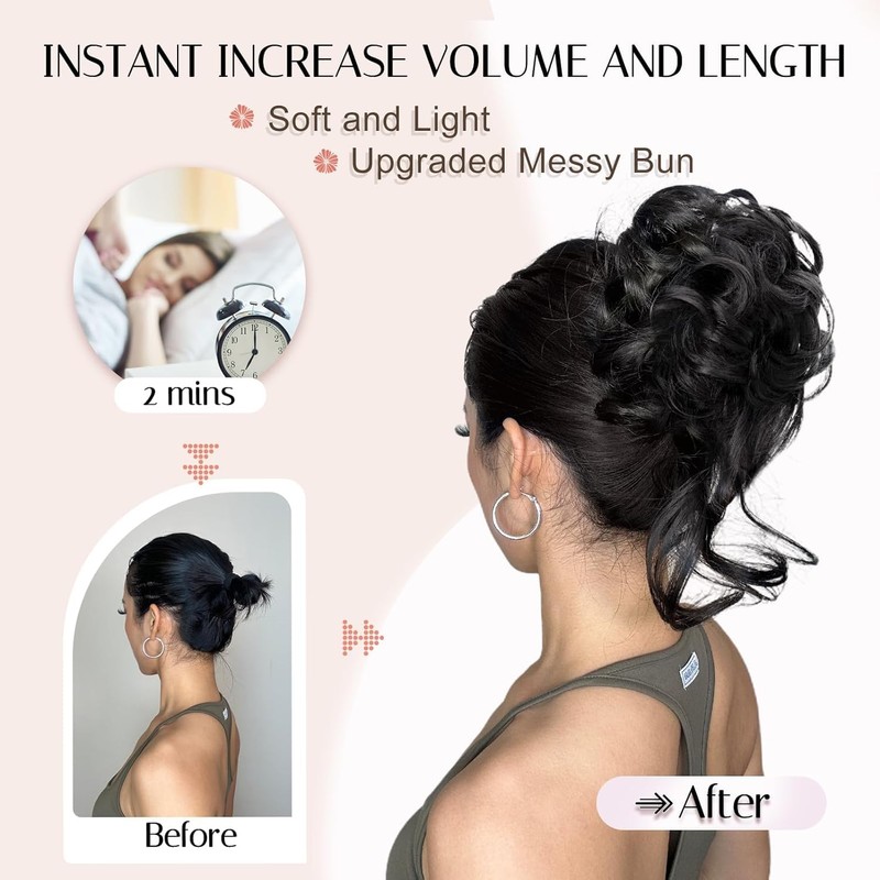 Foaoit Claw Clip Messy Bun Hair Pieces for Women Messy