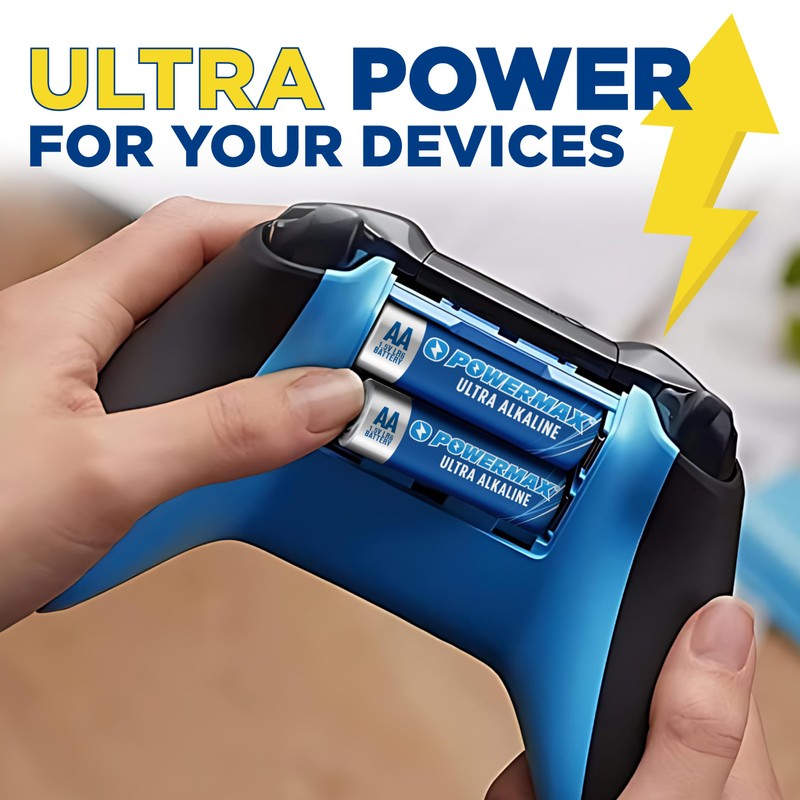 Powermax 12-Count Double AA Batteries, Ultra Long Lasting Alkaline Battery