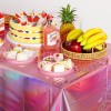 FunnyPars 4 Pack Iridescent Pink Plastic Tablecloths, FunnyPars Shiny Disposable