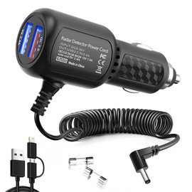 Radar Detector Power Cord,for Uniden Escort Valentine Beltronics Passport Cobra etc Radar Detector,with Dual USB QC3.0 Quick Charger (DC3.5)