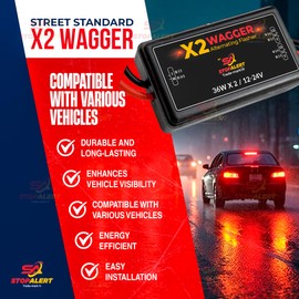 Stop-Alert New X2 Wig Wagger Alternating Flasher Relay - Waterproof Universal Emergency Police Ambulance Car Controller LED Strobe Light Box Kit- Universal Wig Wag Strobe Flasher -12-24V