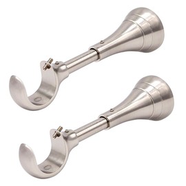 Heavy Duty Curtain Rod Brackets for Wall, 6 inch Curtain Rod Brackets, Extra Long Holder for Heavy Curtains, for 3/4 to 1 inch Rods, 2 pcs Extended Wall Mount Holders, Set of Two, Brushed Nickel