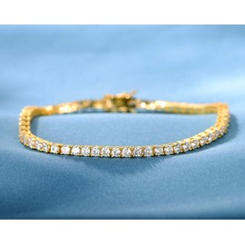 2.5mm Tennis Bracelet, 2.5mm Thin 18K Yellow Gold Plated Cubic Zirconia Tennis Bracelet for Women