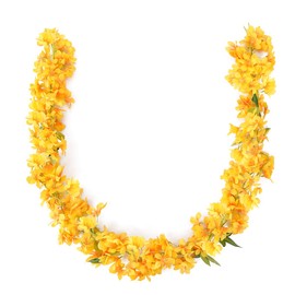 JUSTOYOU 2 Pcs 6FT Artificial Sakura Cherry Blossom Flowers Hanging Vine for Outdoor Indoor Wedding Wall Badroom Decoration (Cherry Blossom Yellow)