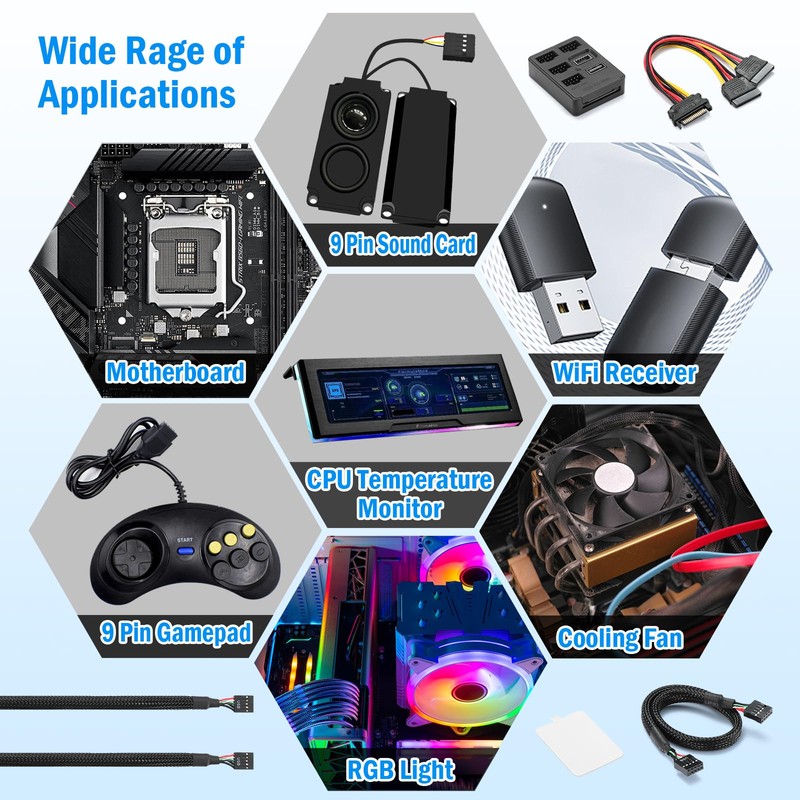 Internal USB Hub 5 Ports with Motherboard Splitter - USB