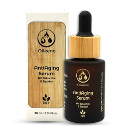 Olleeno® BIO Anti-Aging Serum 30ml - mit natürlichem Retinol,Squalan und Bakuchiol, Feuchtigkeitsspendendes Gesichtsserum & Gesichtspflege Vegane Naturkosmetik, feuchtigkeitsspendend, Glättet Linien
