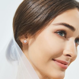 MomentWish 0.6ct Solitaire Moissanite Stud Earrings for Women D-VVS1 Sterling Silver Diamond 925​​