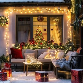 JMEXSUSS 500 LED Christmas Lights Outdoor, 173ft 8 Modes Warm White Christmas Tree Lights Outdoor Waterproof Plug in Christmas String Lights for Holiday Xmas Indoor Ceiling House Decorations