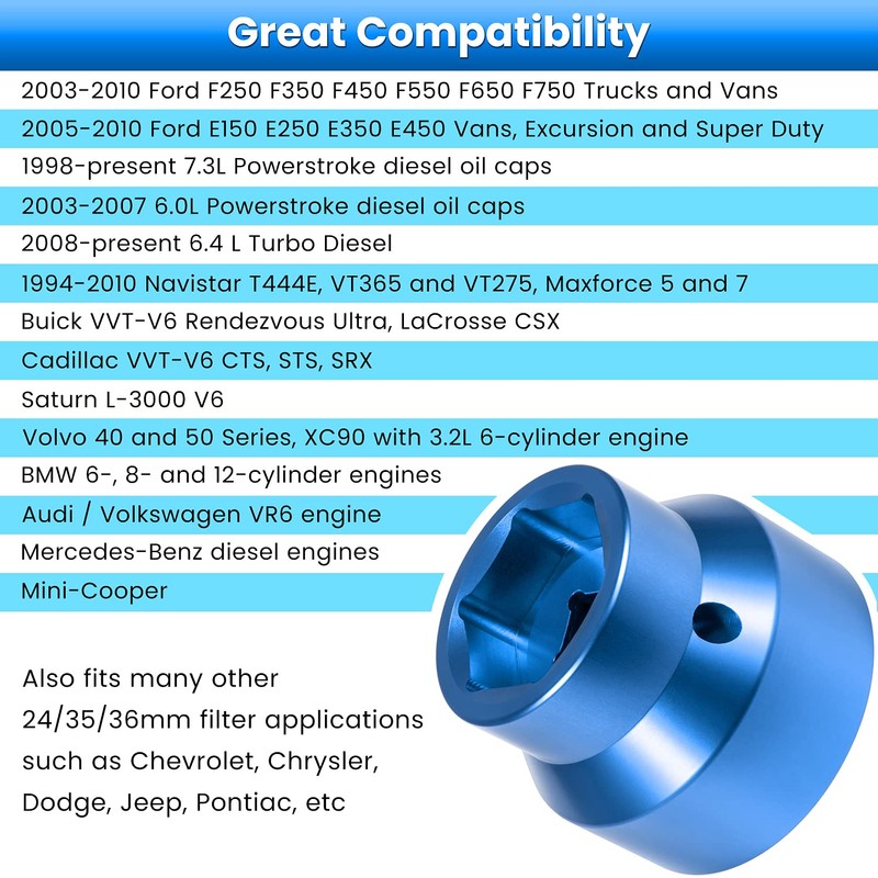 Fuel Filter/Oil Filter Socket 24mm / 36mm Reversible Fuel Filter