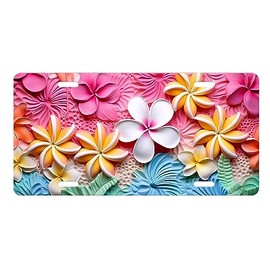 Vanity Decorative Front License Plate - Cute Car License Plate Made in the USA - Aluminum Metal Plate - Premium Quality Car Plate - Front Plate for Car (Hawaiian Flowers)