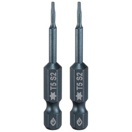 HARFINGTON 2pcs T5 Torx Screwdriver Bit 1/4" Hex Shank 2" Long S2 Steel Magnetic 6 Point Screw Driver Bits Industrial Grade Tamper Proof Star Drill Bits with No Hole Torx Head