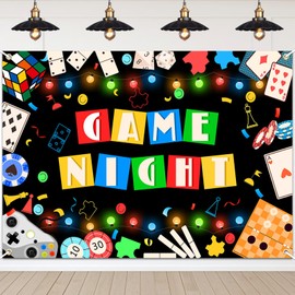 Avezano Game Night Backdrop Chess Card Photograhy Background Playing Card Party Supplies Gamble Gaming Kids Adults Birthday Party Photo Booth Props (7x5ft)