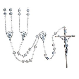 Wedding Lasso Rosary | Plated Pearl Beads | Silver or Gold | Great Matronmony Wedding Gift (Silver)