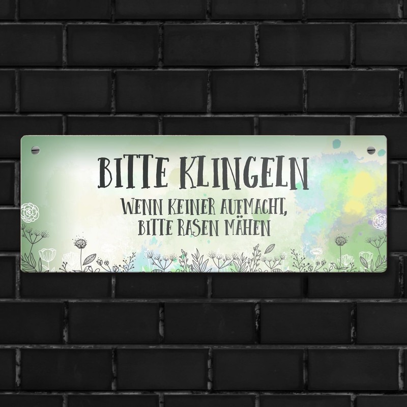 Metal Sign with German Text "Bitte klingeln - Wenn keiner