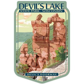 Die Cut Sticker Devil's Lake Park, Wisconsin, Devil's Doorway, Contour Vinyl Sticker 1 to 3 inches (Waterproof Decal for Cars, Water Bottles, Laptops, Coolers), Small