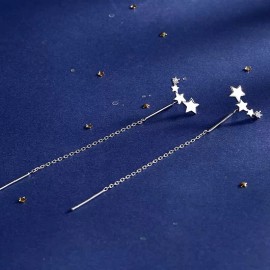 ZARD Star Threader Earrings with CZ Accent in 925 Sterling Silver