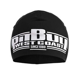 Pit Bull West Coast Beanie Classic Boxing Black Hat Winter Hat Knitted Hat for Men, black-white