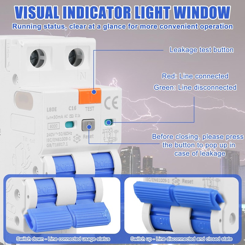 Behogan Fi Circuit Breaker 16 A 30 mA 2 Pole,