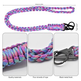 PAITOK Heavy Duty Paracord Lanyard for for Men Women,Keychain Lanyard Braided Colorful Neck Lanyard for Keys ID Card Badge Holder Phone Camera Outdoor Activities