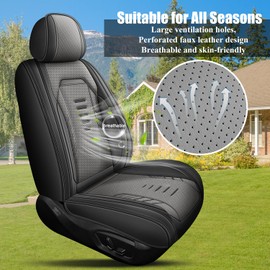 RAWAKORW Car Seat Covers for Jeep Compass 2012-2023 2024-5 Seats: Breathable Faux Leather Full Set Seat Covers for Summer (Black & Grey)