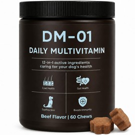 DM-01 Daily Multivitamin for Dogs, Multivitamin Itch Relief Chews, Beef