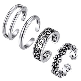 Adjustable Toe Ring for Women Open Tail Ring BHawaiian Foot Jewelry 4PCS