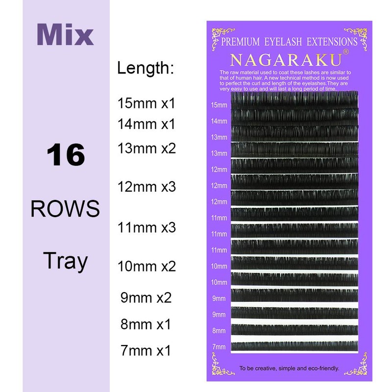 NAGARAKU Volume Eyelash Extensions 0.05mm D curl 13mm Russian Fan