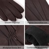 Harssidanzar GM040EU Men's Leather Gloves Fleece Lining Touchscreen, brown