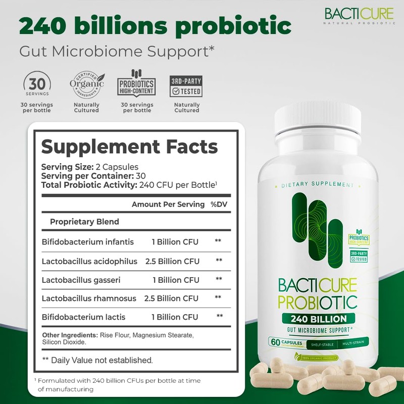 BACTICURE Original Probiótico Natural probiotic,Capsule,60 count