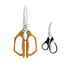 Kitchen Scissor, Heavy Duty Kitchen Shears Stainless Steel Food Scissor Sharp Cooking Scissors for Meat Chicken Fish Nut Vegetable Herb, Bottle Opener (Golden)
