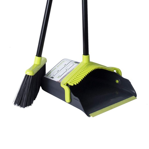 Sweep Pan with Handle Broom and Dustpan Set for Home Broom with Dustpan Combo with Long Extendable Handle for Home Kitchen Office Lobby