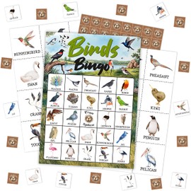 Mueddur Bird Bingo Card, Nature Themed Birthday Game for Adults Family Friends, Birds Games for Bird Lovers, North America Birds Bingo Kit for Birthday Party, Camping Games for 24 Players -14