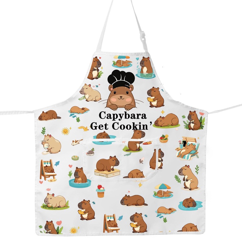 MYSOMY Capybara Kitchen Apron Capybara Cooking Apron Capybara Get Cookin’