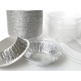 Disposable Aluminum 5 Tart Pan/individual Pie Pan w/ Clear Dome Lid #501P (100) by Safca