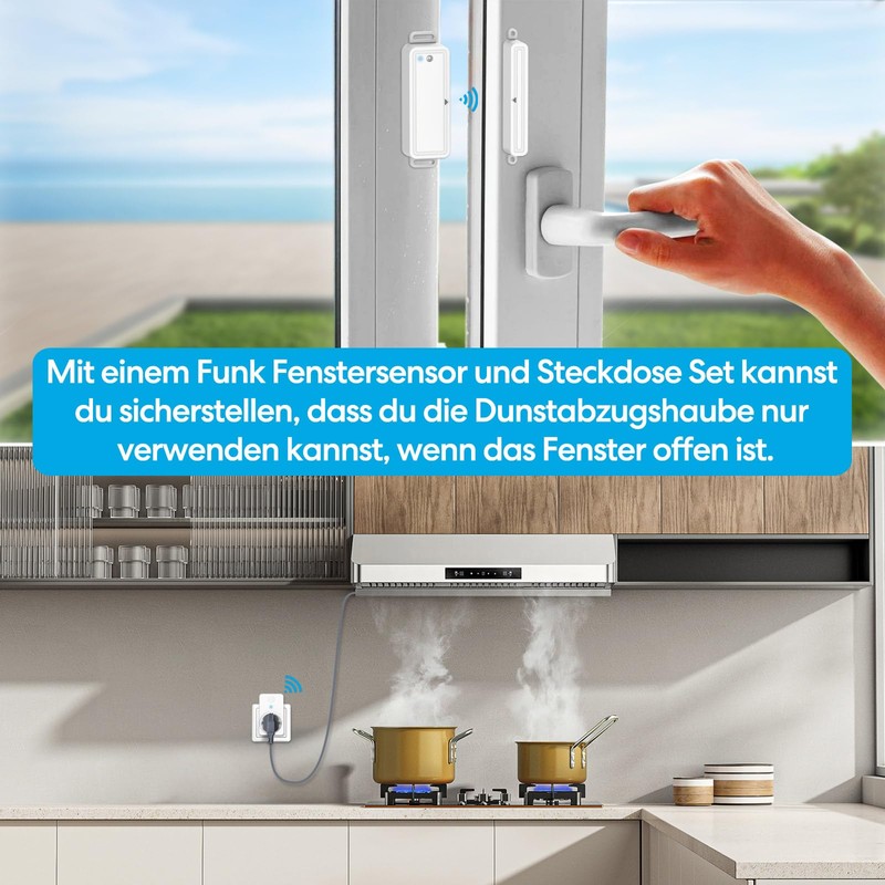 TangVita Window Contact Switch with Window Sensor, Wireless Exhaust Control