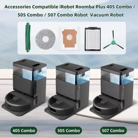 25 Pack Accessories for iRobot Roomba Plus 405 Combo / 505 Combo / 507 Combo Robot Vacuum Cleaner, Replacement Accessories 2 Main Brushes 6 Mop Pads 6 Dust Bag 6 Side Brush 4 Filters 1 Cleaning Brush