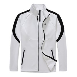 MoFiz Men's Tracksuits Set Long Sleeve Causal Full Zip Running Sports Sweatsuit For Men 2 Piece Outfits Jacket With Pockets White Black M