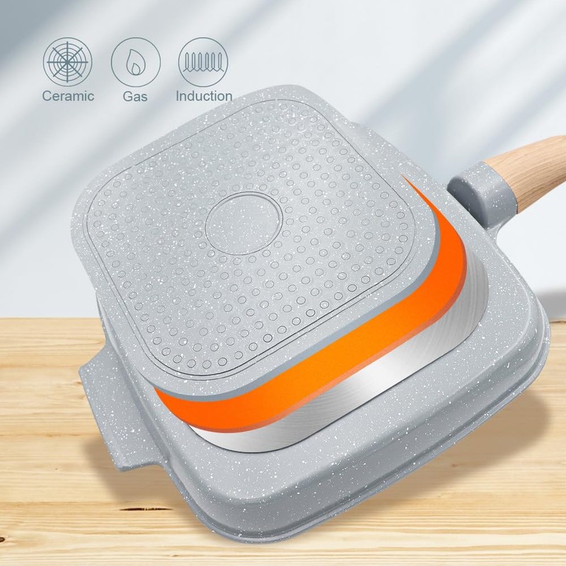 RANX INGST Nonstick Ceramic Griddle Pan with Lid, 10 Inch
