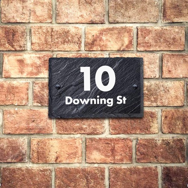 Rustic Slate House Gate Sign Plaque Door Number Personalised Name UV Print(30x7cm Rectangle)