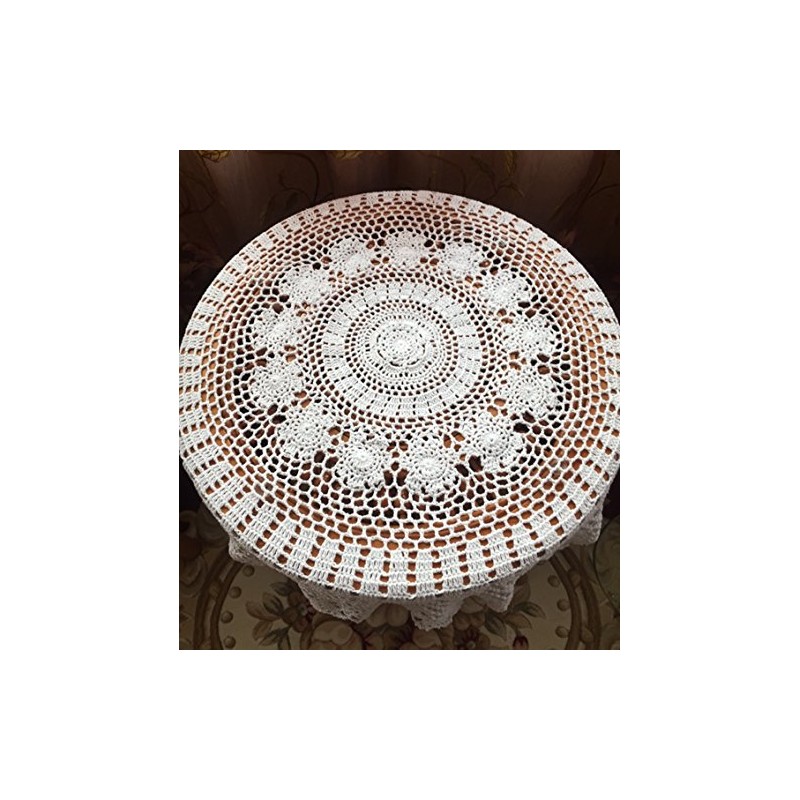 Lelefly Cotton Handmade Crochet lace Table Runners Round Tablecloth Doilies
