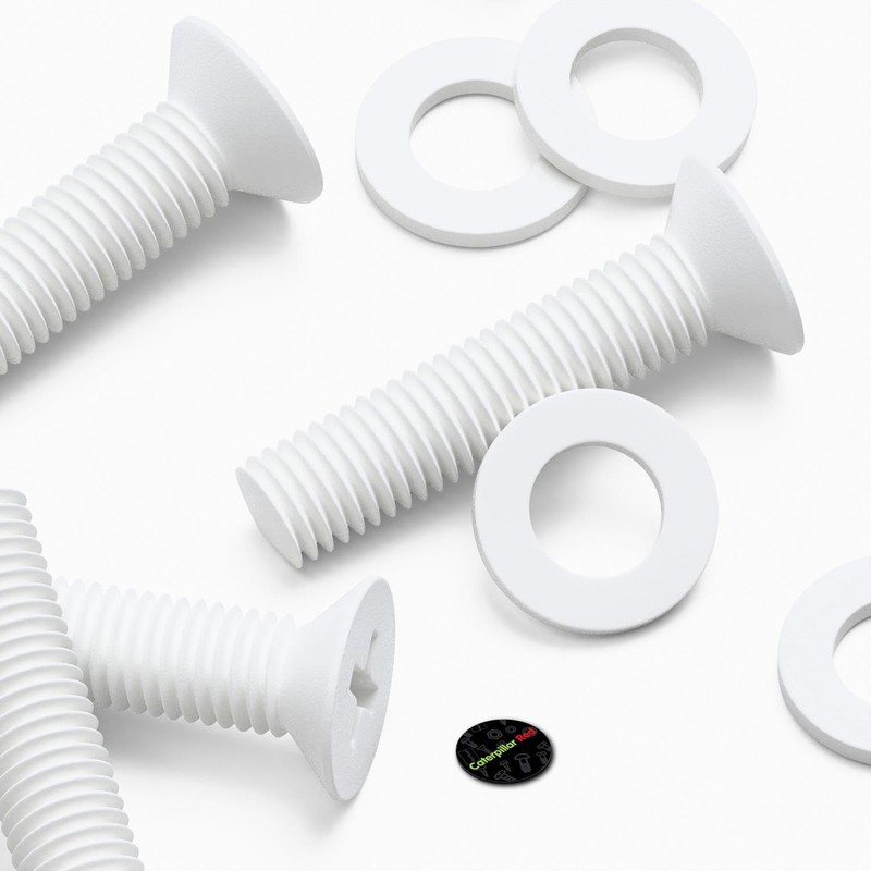 20 x White Countersunk Screws Polypropylene (PP) Plastic Nuts and