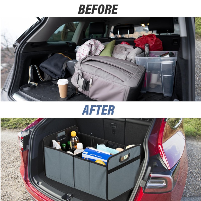 Simple Deluxe Car Trunk Organizer for SUV, Collapsible 2 Compartment