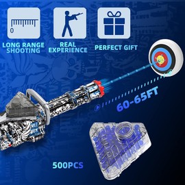 Electric Gel Trace Fire Blaster - Fully Automatic Blaster with 30000 Gellets and Goggles, Gatling M134, Ages 14 & Up（Blue）