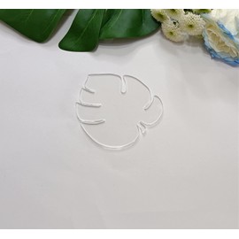 Set of 2 Acrylic Monstera Leaf Coasters, Turtle Leaf Tropical Leaves Cup Coasters for Cold Drinks, Cups & Mugs, Bar Table Home Decoration (Clear)